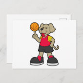 Hunde als Basketballspieler mit Basketball Postkarte (Vorne/Hinten)