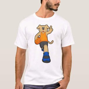 Hunde als Basketballspieler mit Basketball T-Shirt
