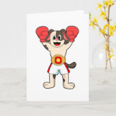 Hunde als Boxmeister mit Belt & Boxhandschuhen Karte (Gelbe Blume)