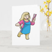 Hunde als Friseur mit Kamm Karte (Gelbe Blume)