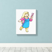 Hunde als Friseur mit Kamm Leinwanddruck (Insitu (Holzboden))