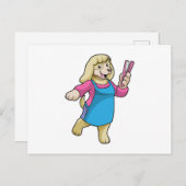 Hunde als Friseur mit Kamm Postkarte (Vorne/Hinten)