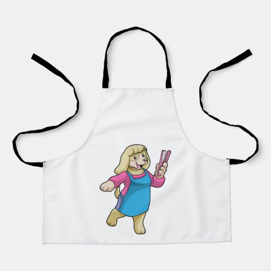 Hunde als Friseur mit Kamm Schürze (Vorderseite)