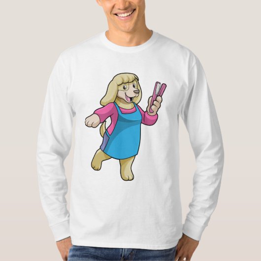 Hunde als Friseur mit Kamm T-Shirt (Vorderseite)
