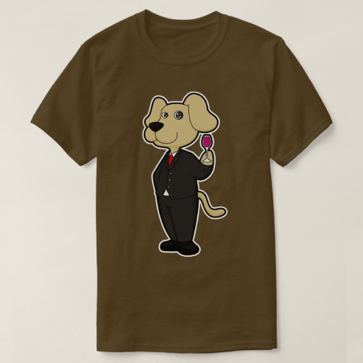 Hunde als Groom mit Glas Rotwein T-Shirt (Design vorne)