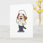 Hunde als Koch mit Holzlöffel & Kochen Schürze Karte (Gelbe Blume)