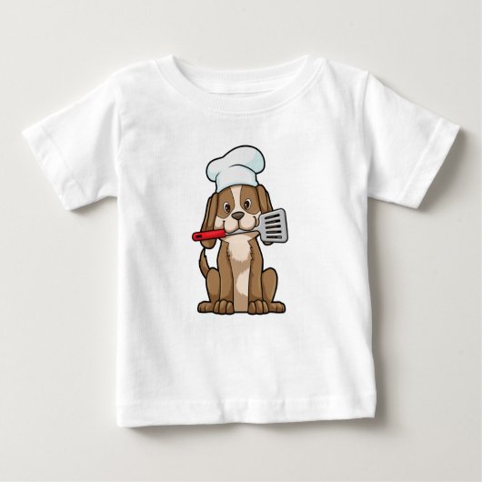 Hunde als Koch mit Koch Hut & Spatula Baby T-shirt (Vorderseite)