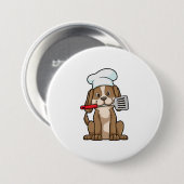 Hunde als Koch mit Koch Hut & Spatula Button (Vorne & Hinten)