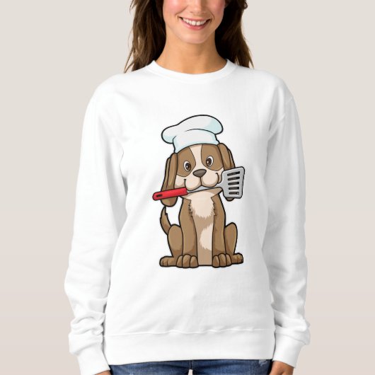 Hunde als Koch mit Koch Hut & Spatula Sweatshirt (Vorderseite)
