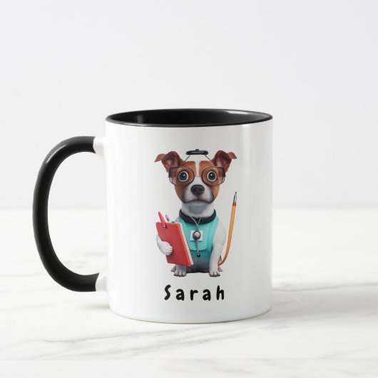 Hunde als Krankenschwester, Hunde tragen Krankensc Tasse (Links)