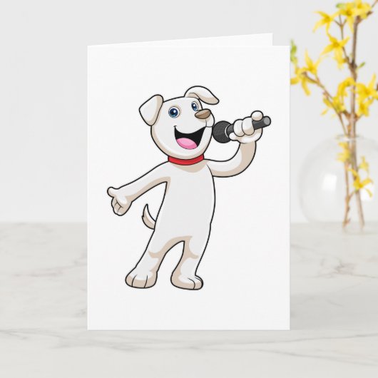 Hunde als Sänger mit Mikrofon Karte (Gelbe Blume)
