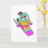 Hunde als Skifahrer mit Ski & Scarf Karte (Gelbe Blume)