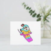 Hunde als Skifahrer mit Ski & Scarf Postkarte (Stehend Vorderseite)