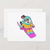 Hunde als Skifahrer mit Ski & Scarf Postkarte (Vorne/Hinten)