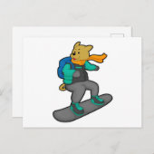 Hunde als Snowboarder mit Snowboard & Backpack Postkarte (Vorne/Hinten)