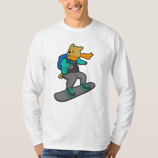 Hunde als Snowboarder mit Snowboard & Backpack T-Shirt (Vorderseite)