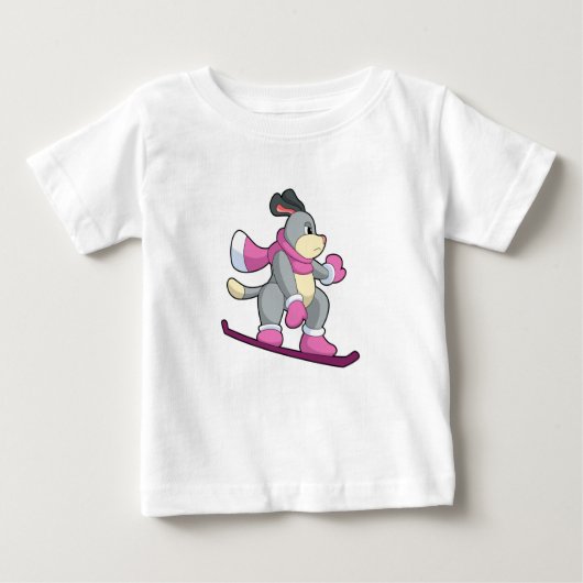 Hunde als Snowboarder mit Sonowboard Baby T-shirt (Vorderseite)