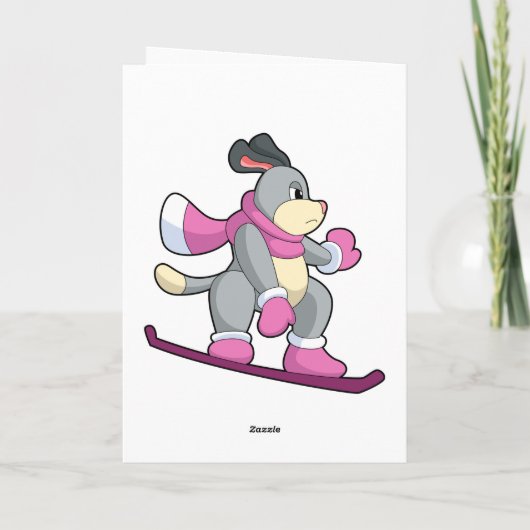 Hunde als Snowboarder mit Sonowboard Karte (Rückseite)