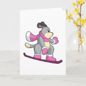 Hunde als Snowboarder mit Sonowboard Karte (Gelbe Blume)