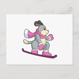 Hunde als Snowboarder mit Sonowboard Postkarte