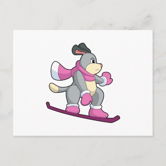 Hunde als Snowboarder mit Sonowboard Postkarte (Vorderseite)
