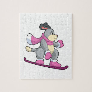 Hunde als Snowboarder mit Sonowboard Puzzle