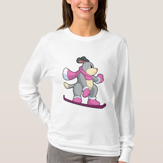 Hunde als Snowboarder mit Sonowboard T-Shirt (Vorderseite)