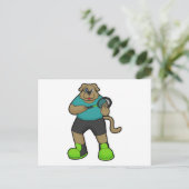 Hunde als Tennisspieler mit Tennisschläger Postkarte (Stehend Vorderseite)