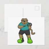 Hunde als Tennisspieler mit Tennisschläger Postkarte (Vorne/Hinten)