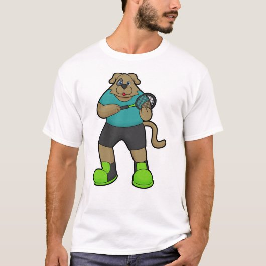 Hunde als Tennisspieler mit Tennisschläger T-Shirt (Vorderseite)