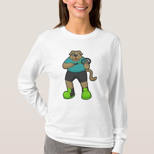 Hunde als Tennisspieler mit Tennisschläger T-Shirt (Vorderseite)