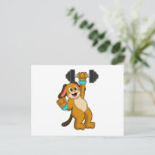 Hunde am Krafttraining mit Dumbell Postkarte (Stehend Vorderseite)