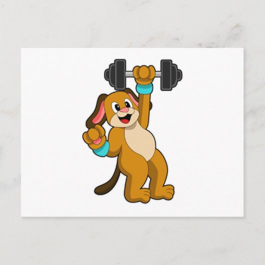 Hunde am Krafttraining mit Dumbell Postkarte (Vorderseite)
