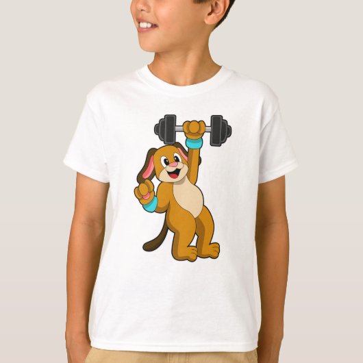 Hunde am Krafttraining mit Dumbell T-Shirt (Vorderseite)