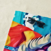 Hunde am sonnigen Strand: farbenfrohe Malerei Strandtuch (Beispiel)