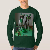 Hunde am St. Patrick's Day Bereit zum Party Langsc T-Shirt (Vorderseite)
