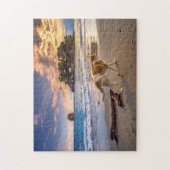 Hunde am Strand bei Sunset Puzzle (Vertikal)