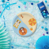 Hunde am Strand, sonnig Pappteller (Party)