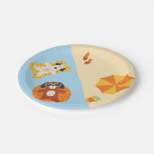 Hunde am Strand, sonnig Pappteller (Schrägansicht)