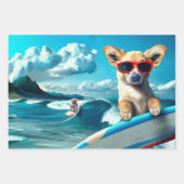 Hunde an Surfbrettern mit Sonnenbrille KI Art Geschenkpapier Set (Vorderseite 2)