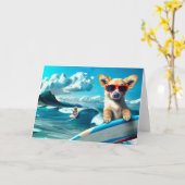 Hunde an Surfbrettern mit Sonnenbrille KI Art Karte (Gelbe Blume)