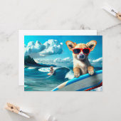Hunde an Surfbrettern mit Sonnenbrille KI Art Karte (Vorderseite/Rückseite Beispiel)