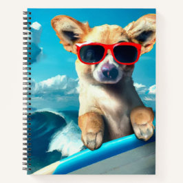 Hunde an Surfbrettern mit Sonnenbrille KI Art Notizblock