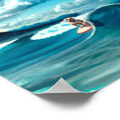 Hunde an Surfbrettern mit Sonnenbrille KI Art Poster (Ecke)