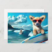 Hunde an Surfbrettern mit Sonnenbrille KI Art Postkarte (Vorne/Hinten)