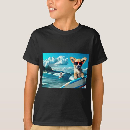 Hunde an Surfbrettern mit Sonnenbrille KI Art T-Shirt (Vorderseite)