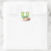 Hunde-Anime Buchstabe U Runder Aufkleber (Tasche)