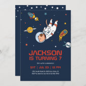 Hunde Astronaut Weltraumgalaxie Kindergeburtstag Einladung (Vorne/Hinten)