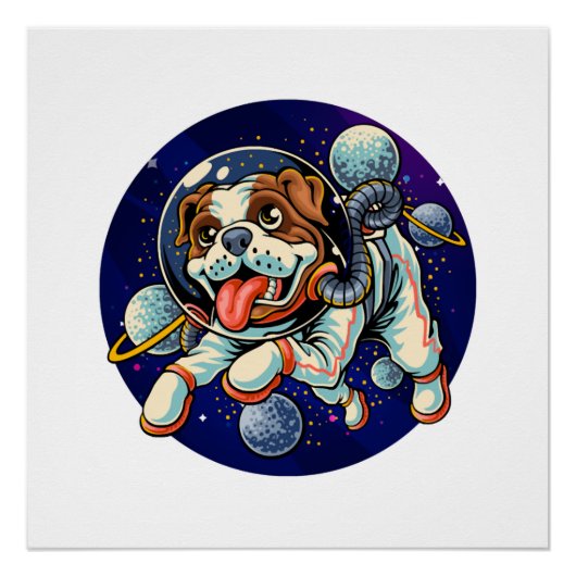 Hunde Astronaut, Weltraumhund Poster (Vorderseite)