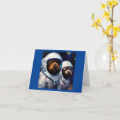 Hunde Astronauten Karte (Gelbe Blume)
